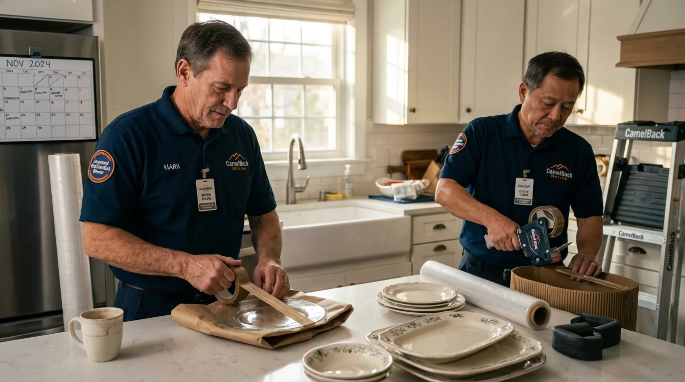 Professional crew packing kitchen dishware in Dayton, KY